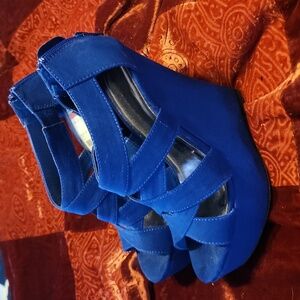 Cobalt blue platform wedge